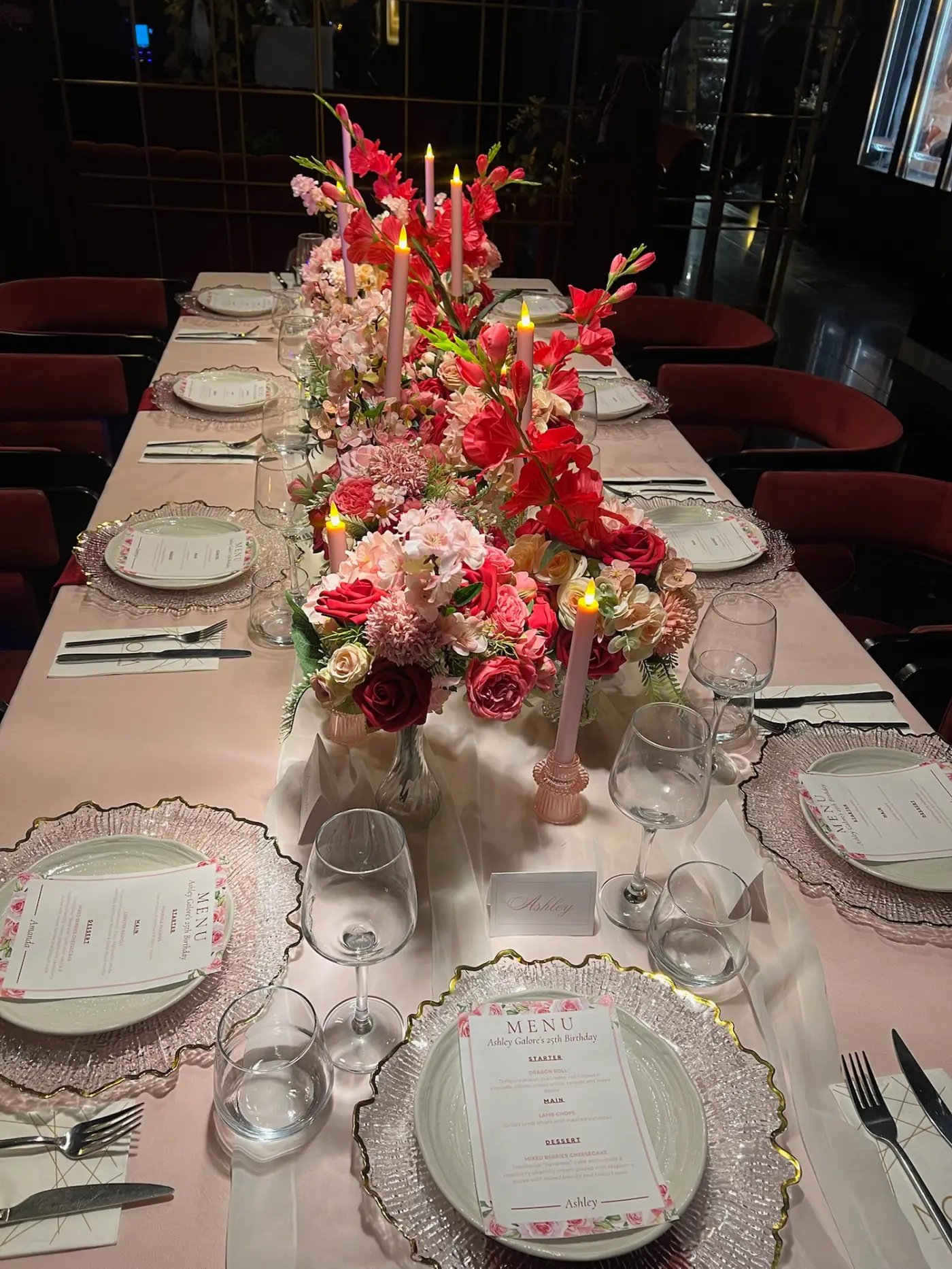 Taper candles and place settings