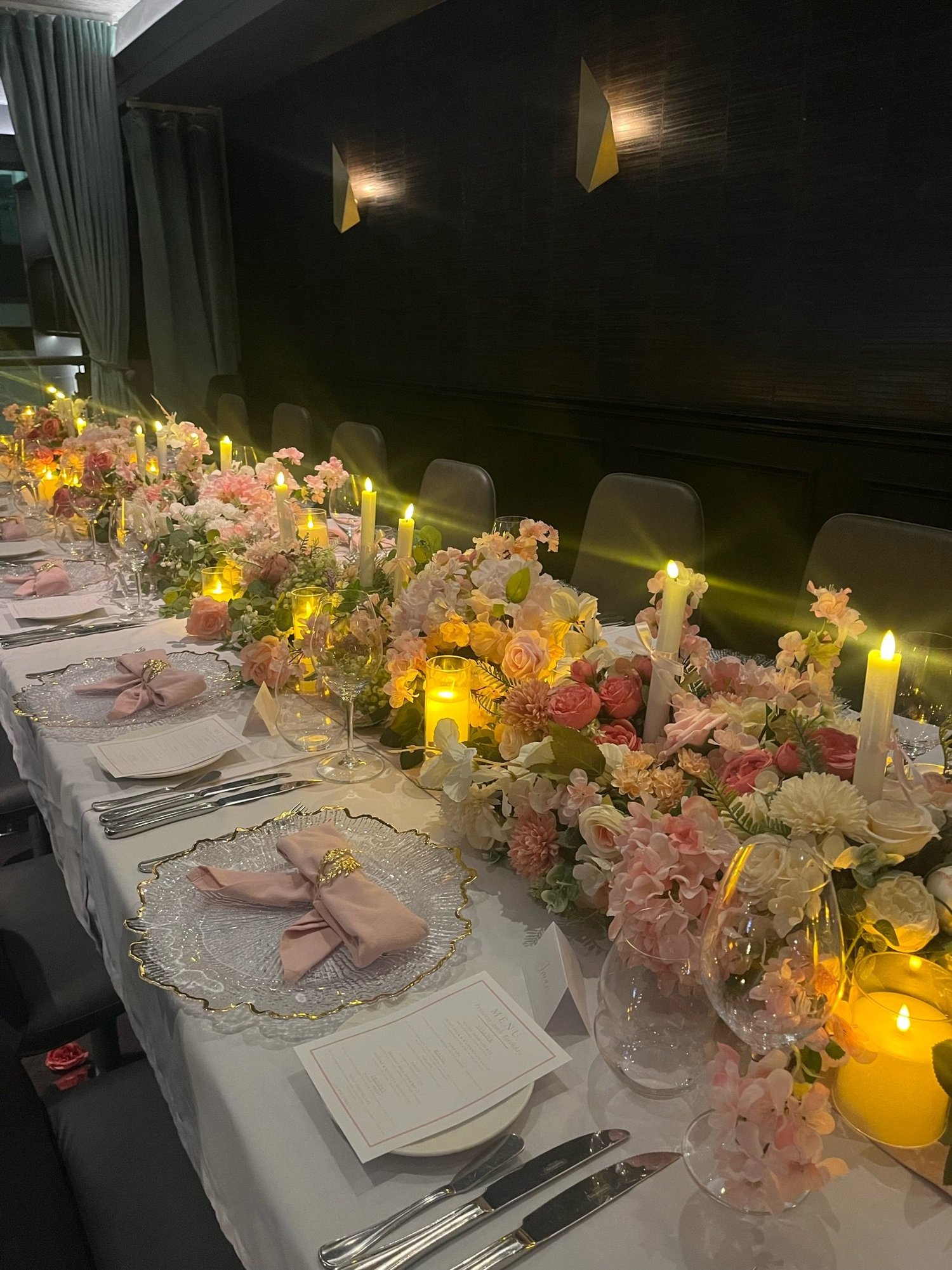 Pink & Nude Floral Private Dinner; event styling by Nylux Events Ltd