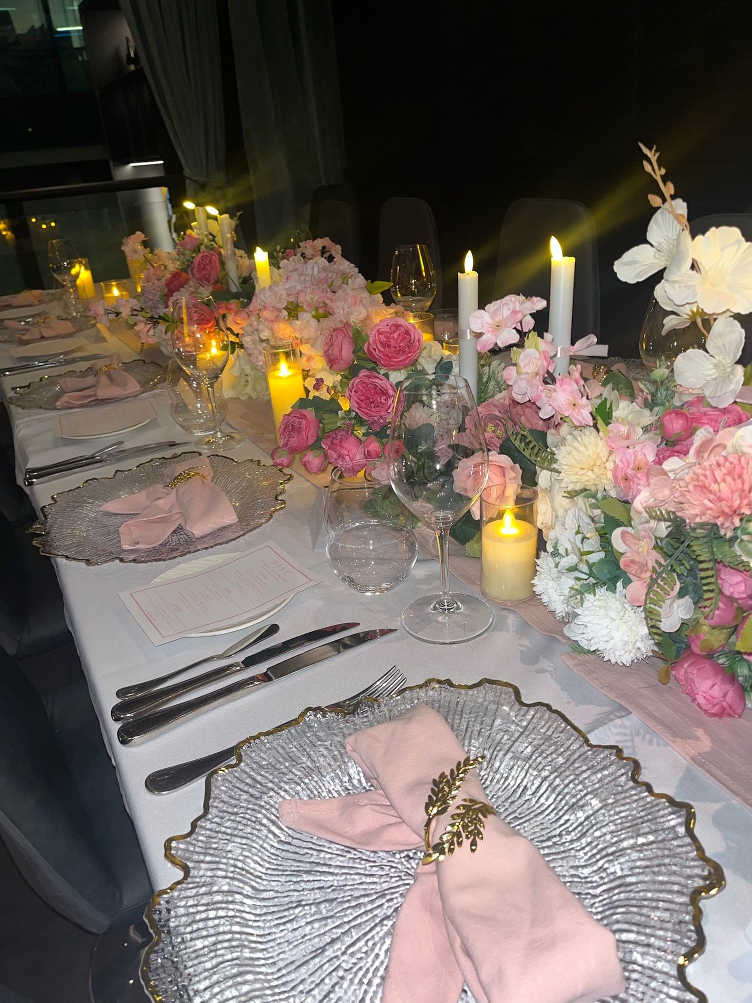 Pink & Nude Floral Private Dinner; event styling by Nylux Events Ltd