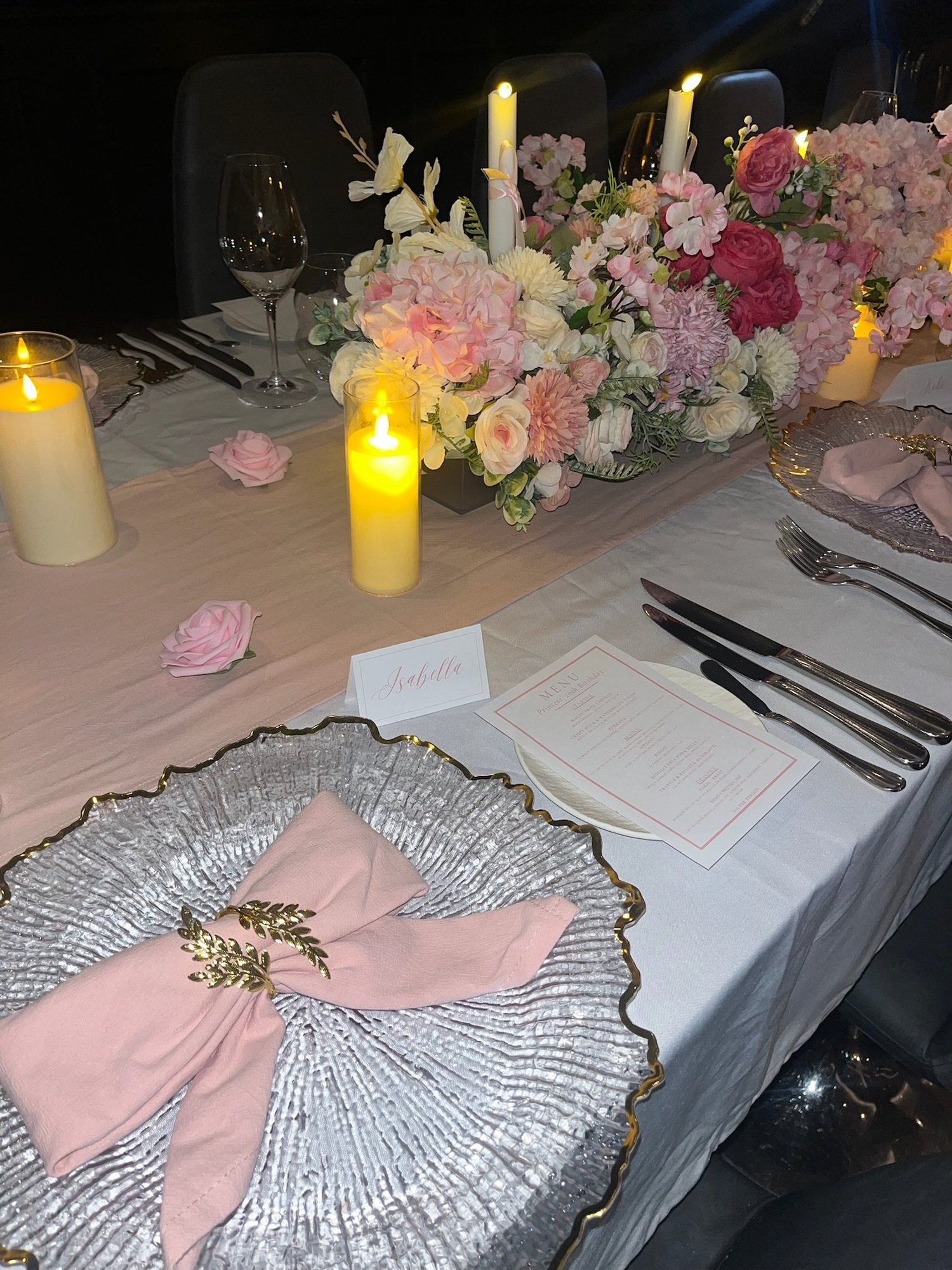 Pink & Nude Floral Private Dinner; event styling by Nylux Events Ltd