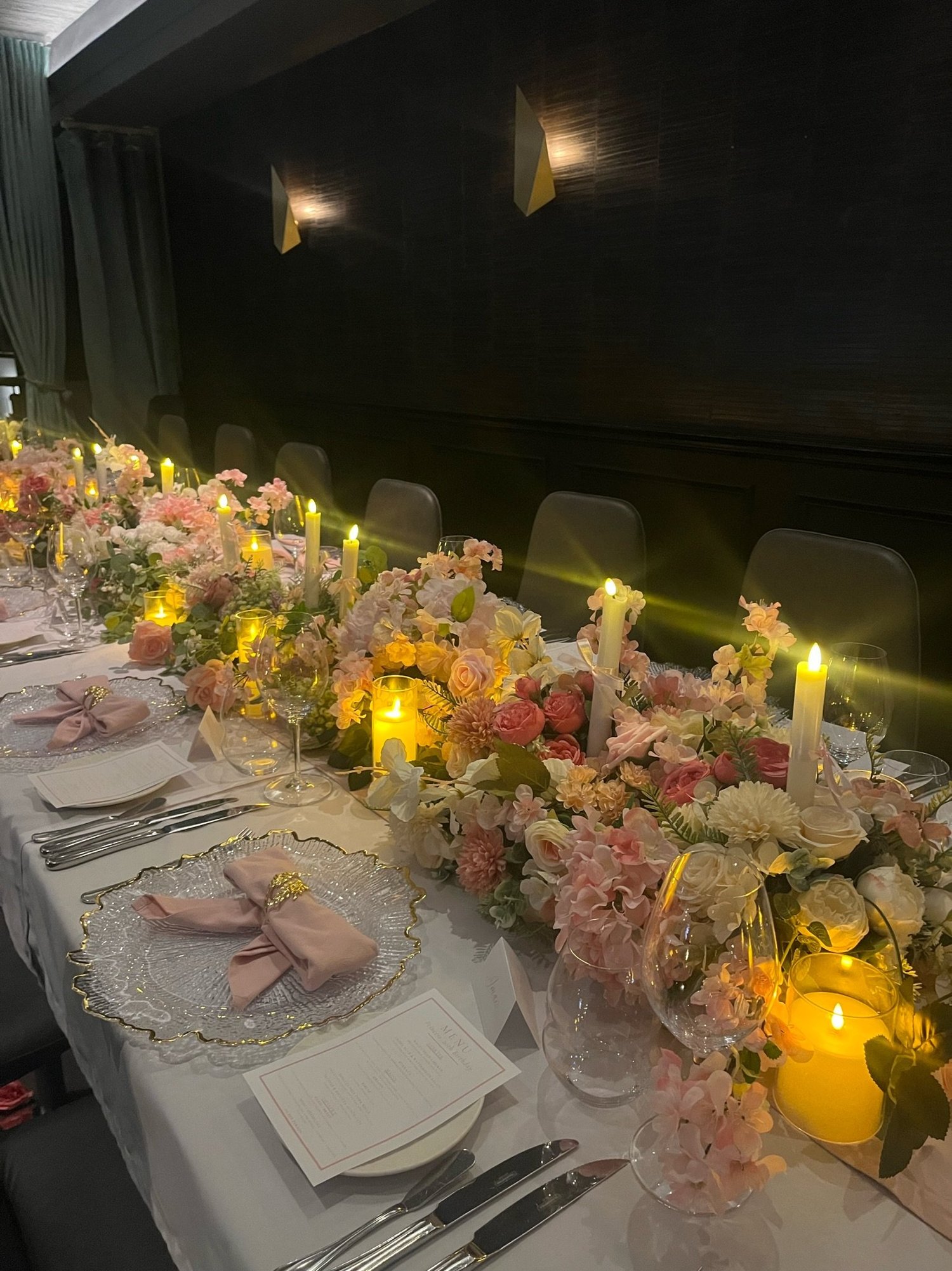 Pink & Nude Floral Private Dinner; event styling by Nylux Events Ltd