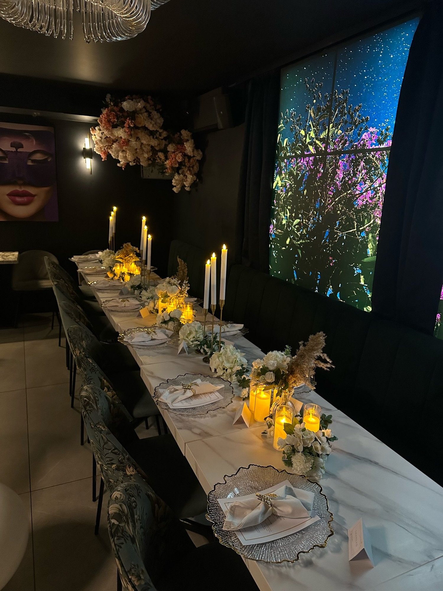 White & Gold Floral Private Dinner; event styling by Nylux Events Ltd