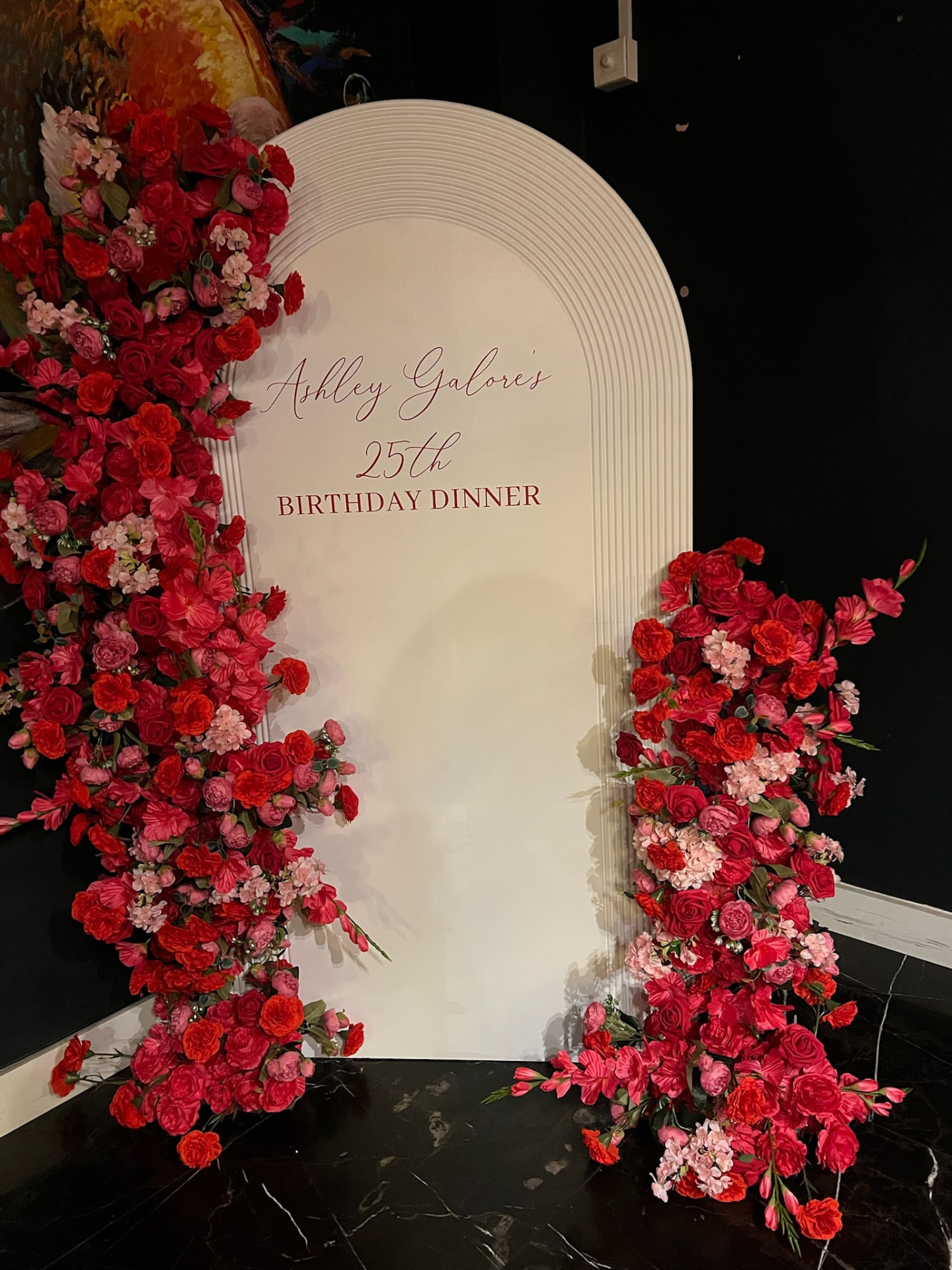 Sail board backdrop styled at an event